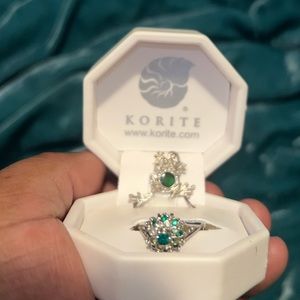 KORITE COQUI PENDANT & JADE+RHINESTONE RING PRE-LOVED BUT STILL OH SO CUTE COMBO